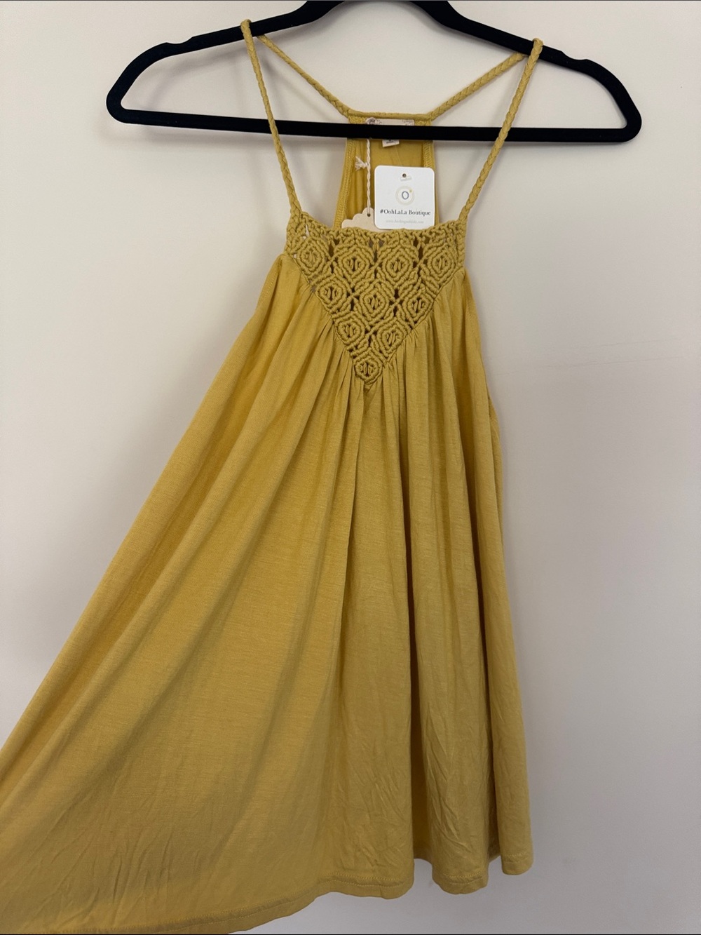 Hem & Thread Mustard Crochet Yoke Girls' Sundress